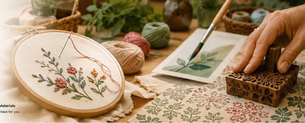 Embroidery, painting and block printing workshop